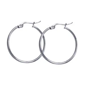 ST Steel Round Hoop Earrings 20mm