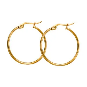 ST Steel Round Hoop Earrings 20mm