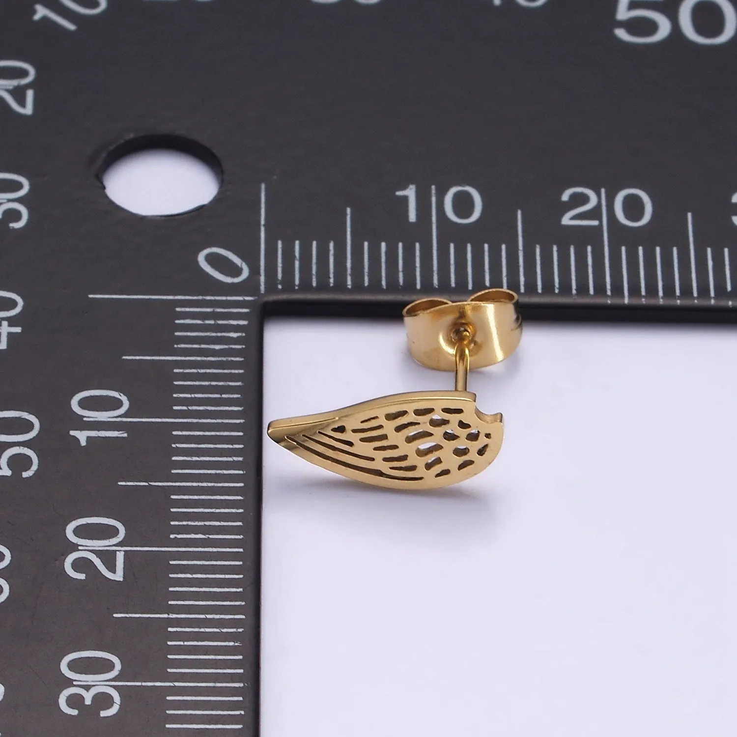 Stainless Steel 5.5mm Open Feather Wings Stud Earrings Set | AE715