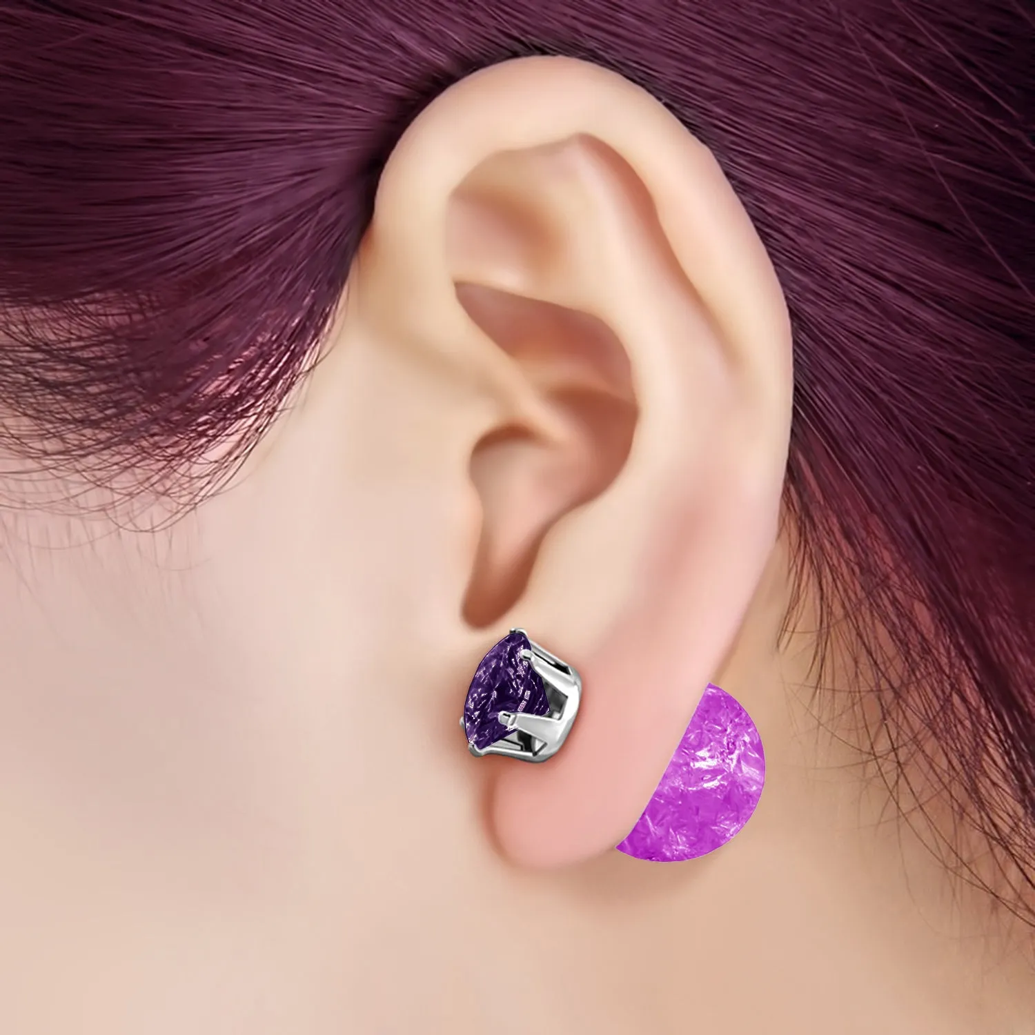 Stainless Steel Double Sided 8 MM CZ & 15 MM Crystal Candy Ball Stud Earrings