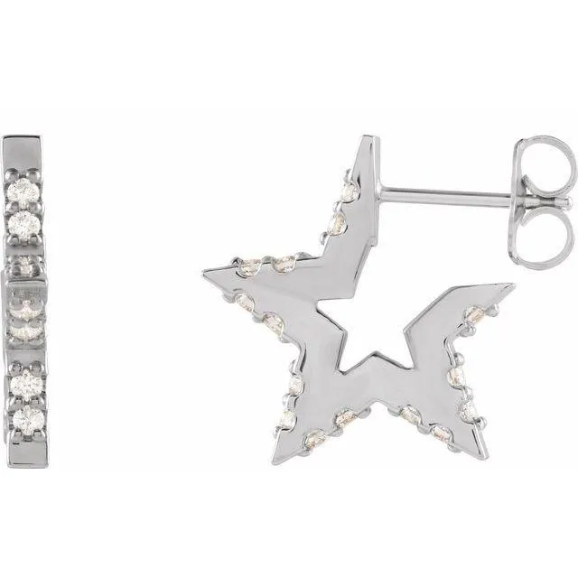 Star Diamond Huggie Hoop Earrings