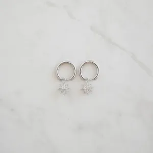 Star Gazing Hoop Huggies | Silver