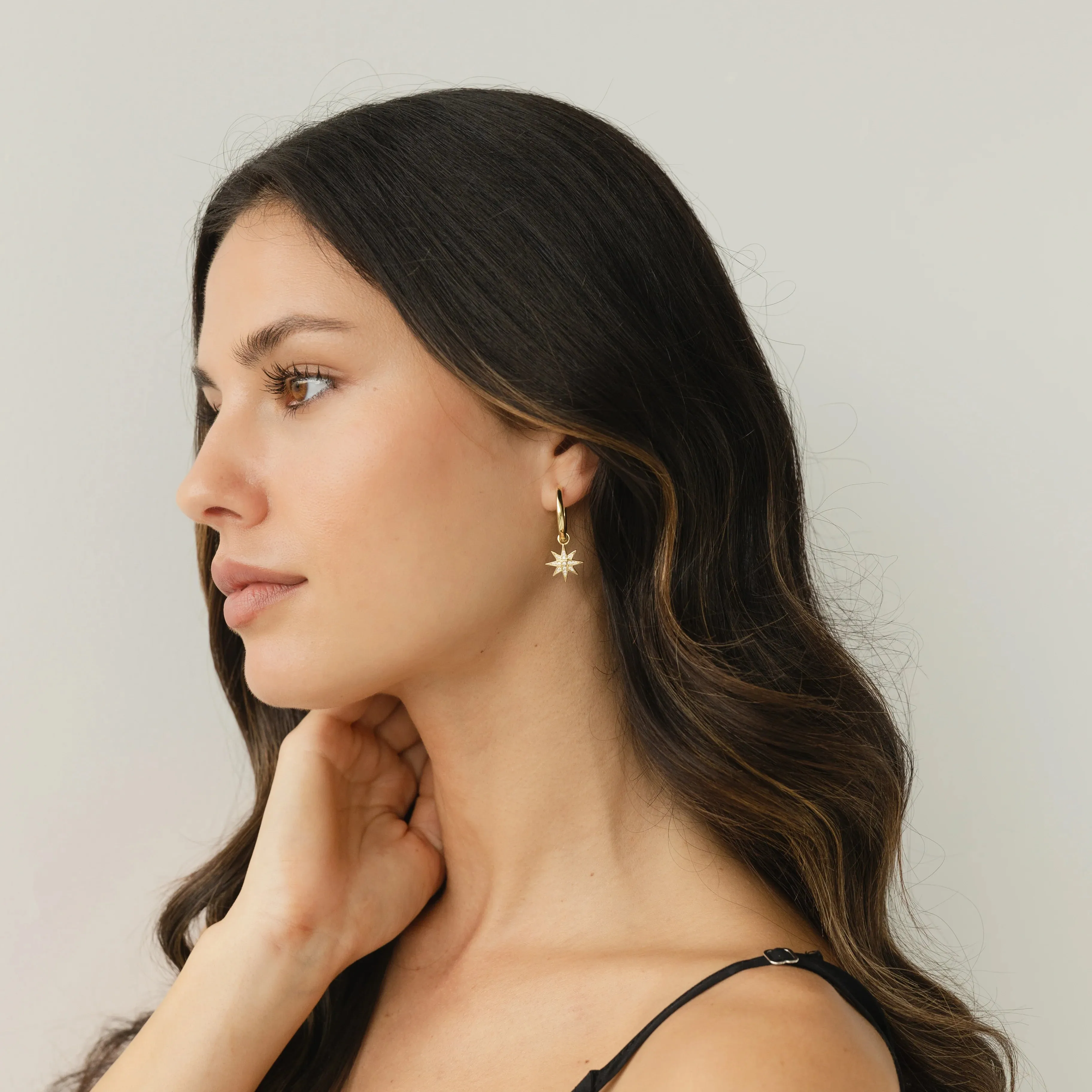 Star Gazing Hoop Huggies | Silver