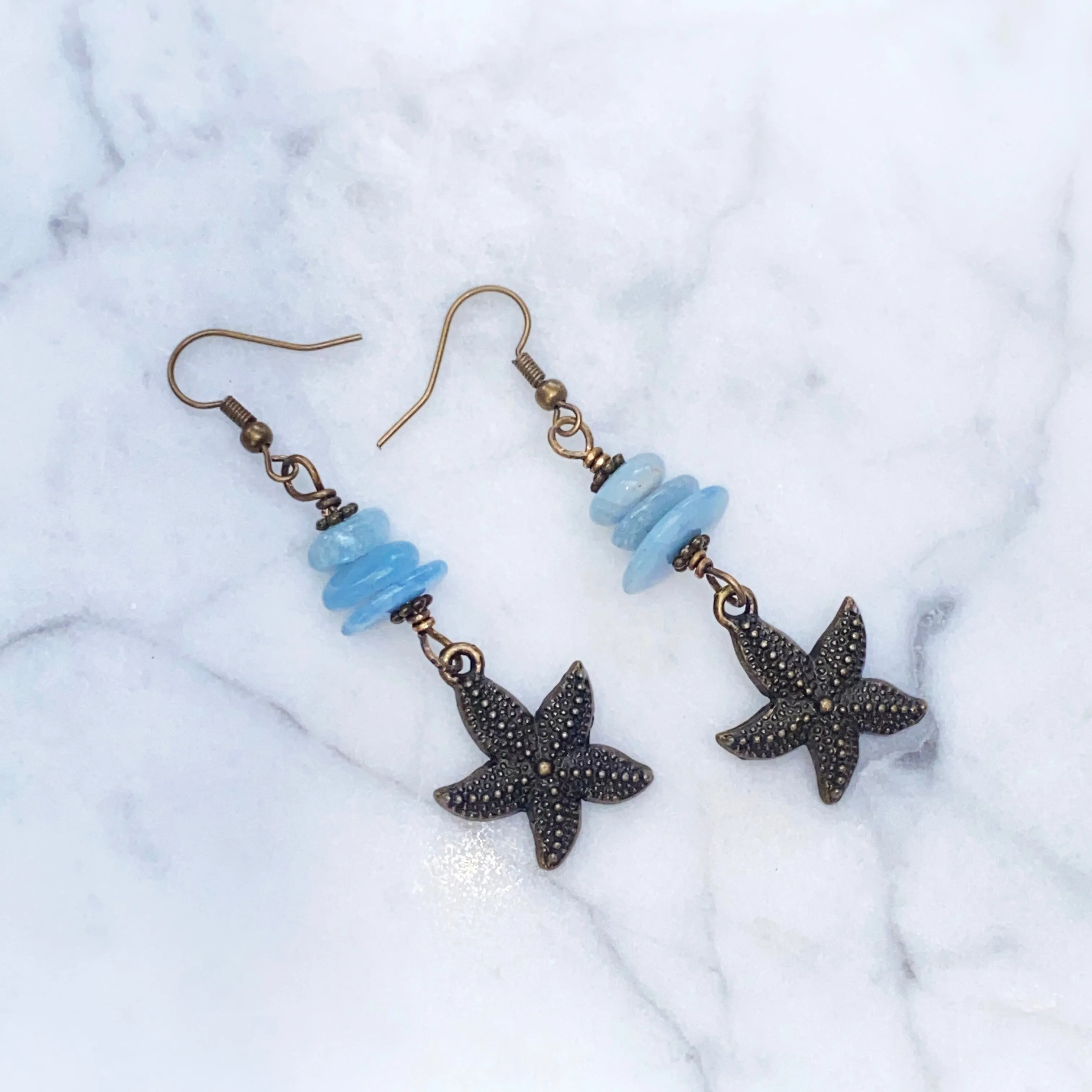 Starfish and Aquamarine Earrings