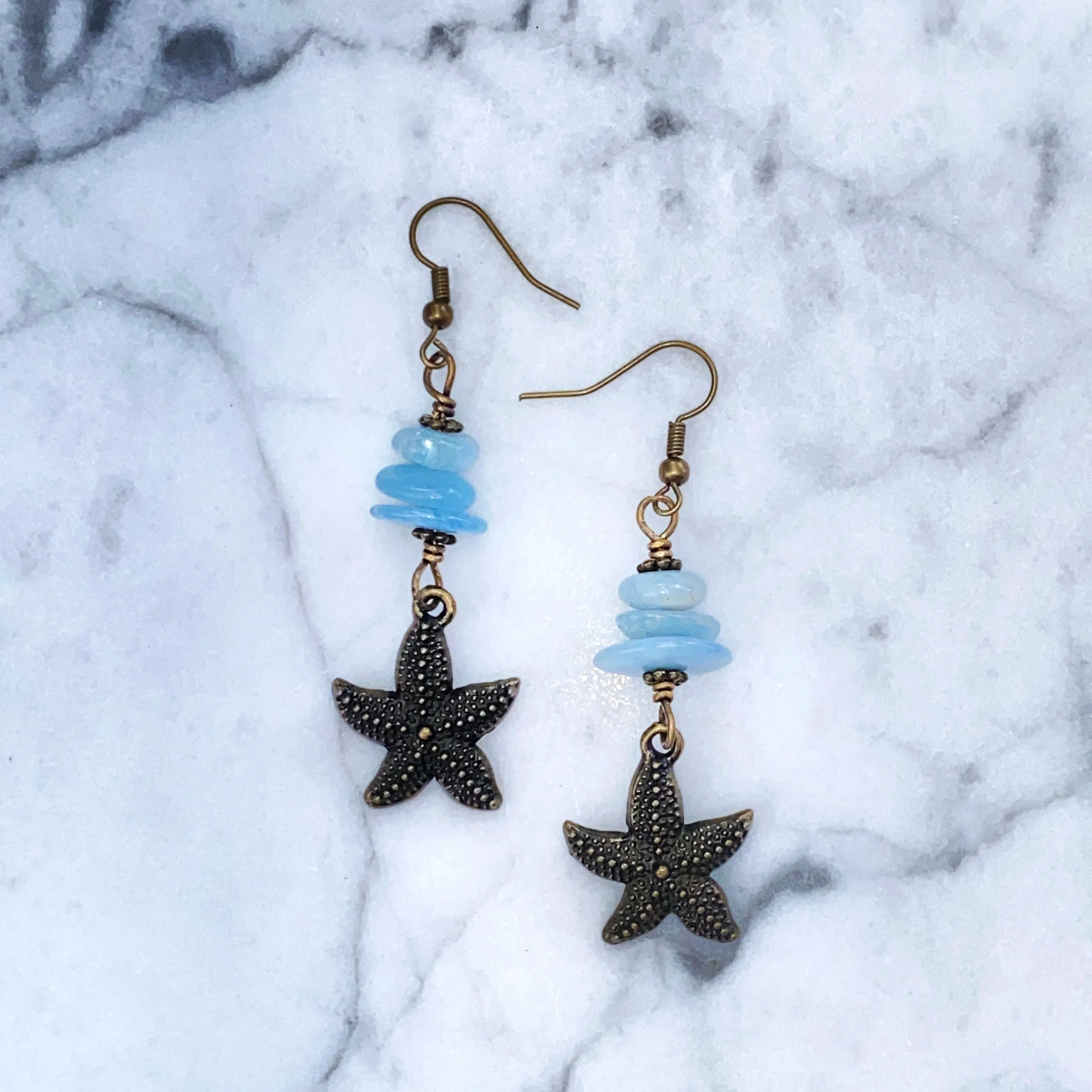 Starfish and Aquamarine Earrings