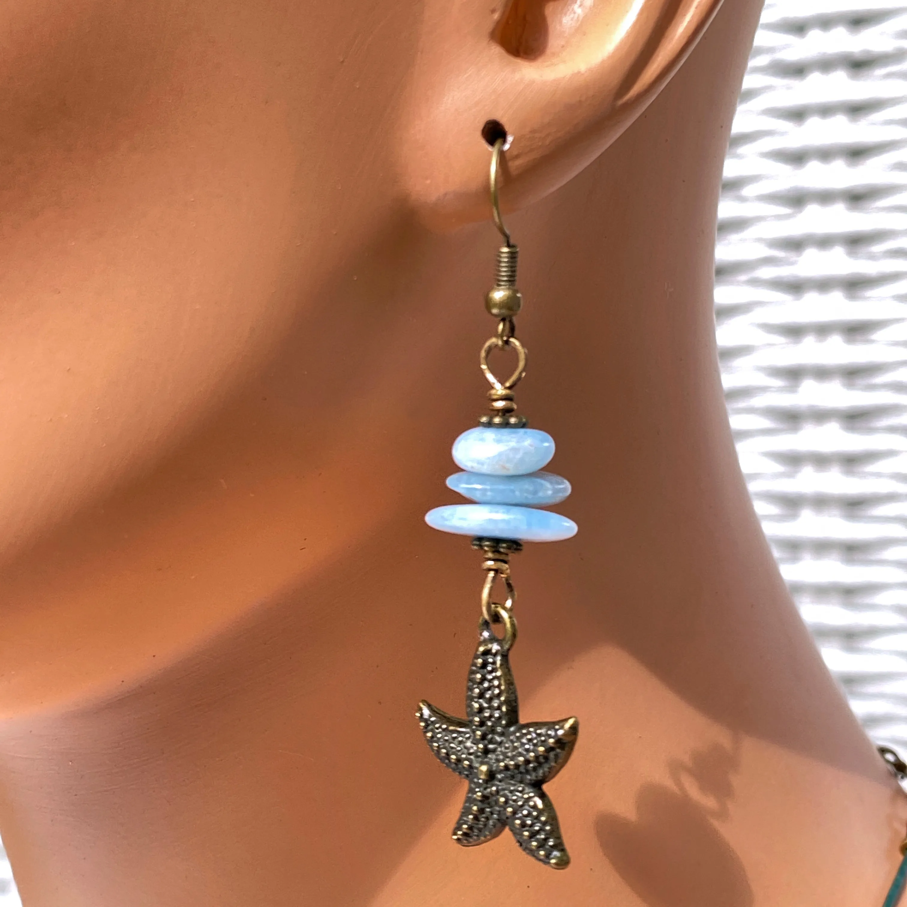 Starfish and Aquamarine Earrings