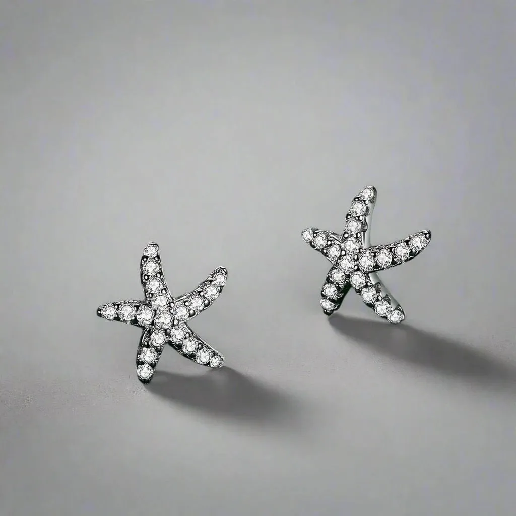 Starfish CZ Sterling Earrings for Weddings