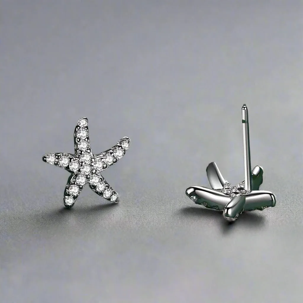 Starfish CZ Sterling Earrings for Weddings