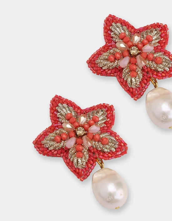 STARFISH PEARL GOLD EARRINGS