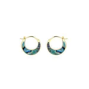 Sterling Silver Abalone ShellEarrings Turquoise Moon Hoop Earrings