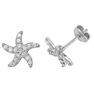 Sterling Silver & Cubic Zirconia Starfish Stud Earrings