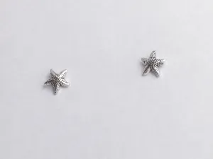 Sterling Silver and Surgical Steel small starfish stud earrings-star fish, ocean