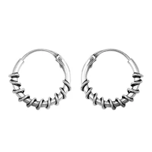 Sterling Silver Coil Wrap Hoop Statement High Polish Unique Earrings 925 New