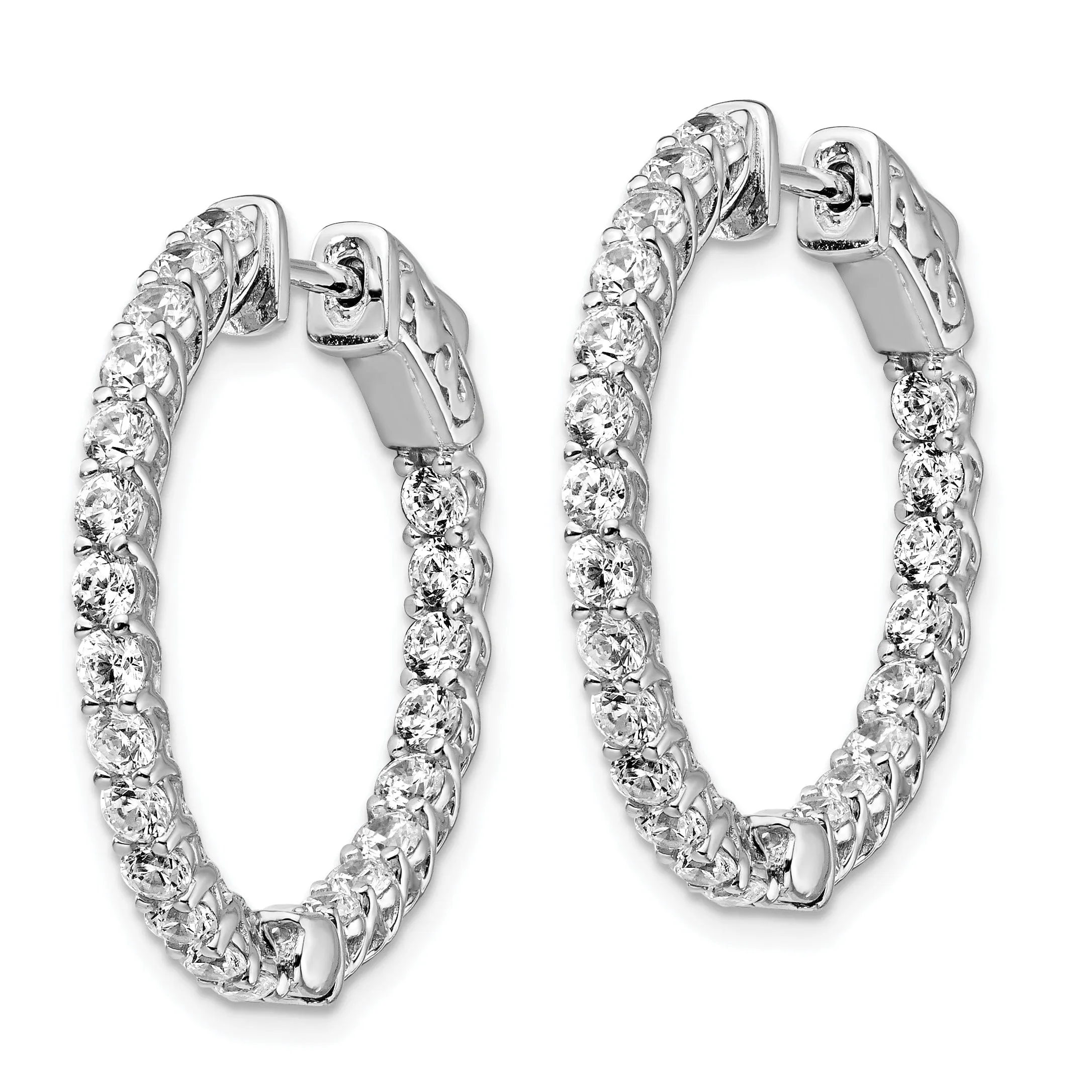 Sterling Silver CZ Hoop Earrings