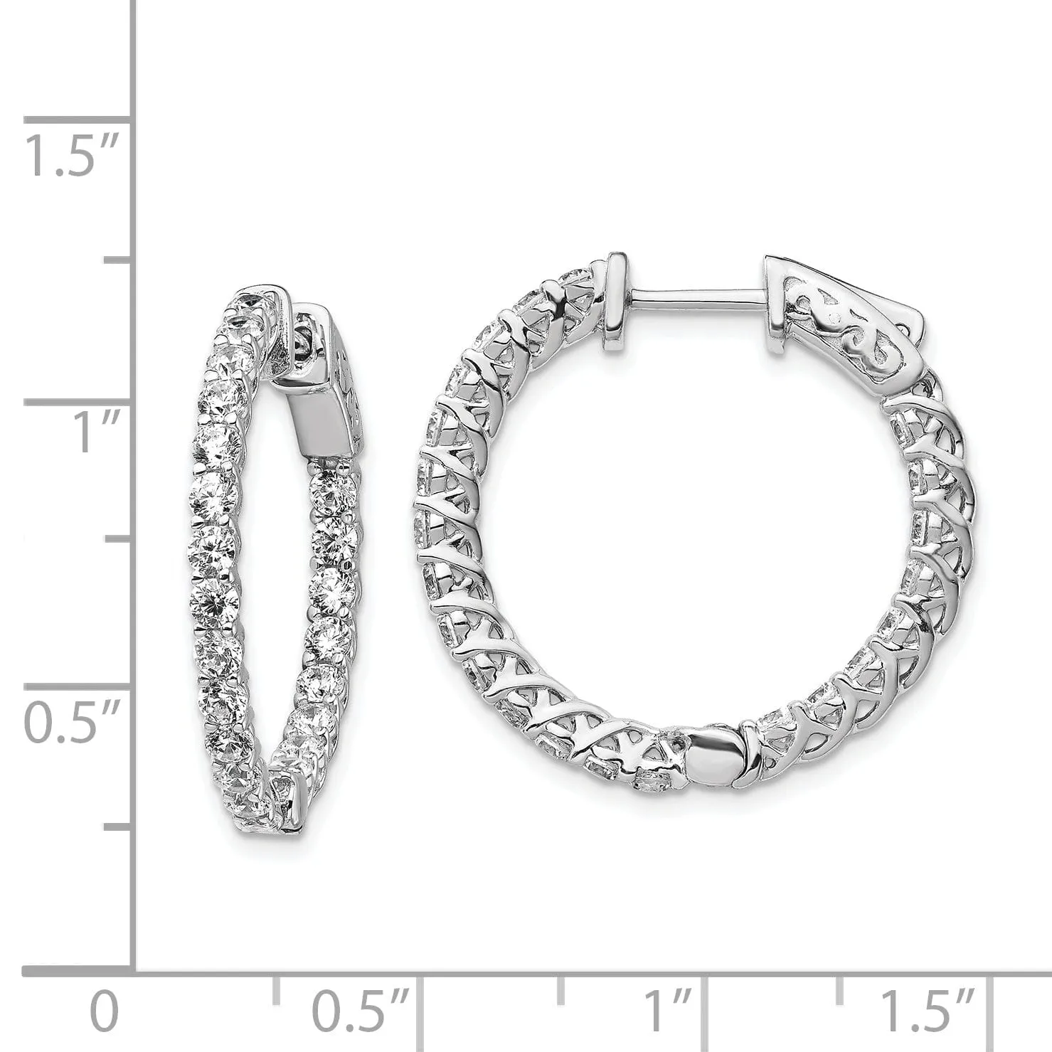Sterling Silver CZ Hoop Earrings