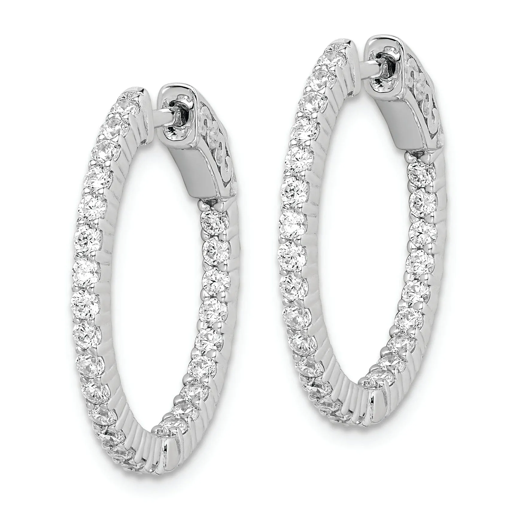 Sterling Silver CZ Hoop Earrings