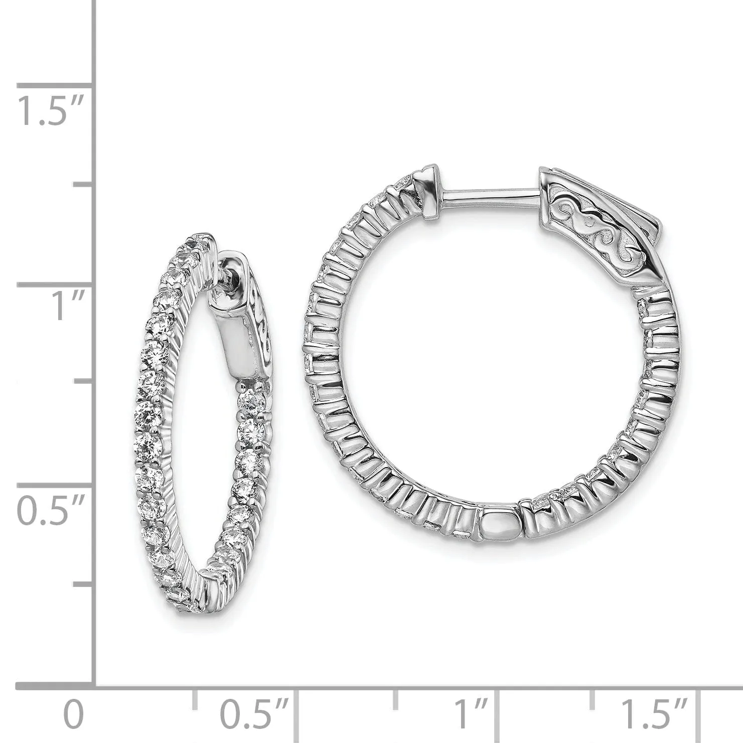 Sterling Silver CZ Hoop Earrings