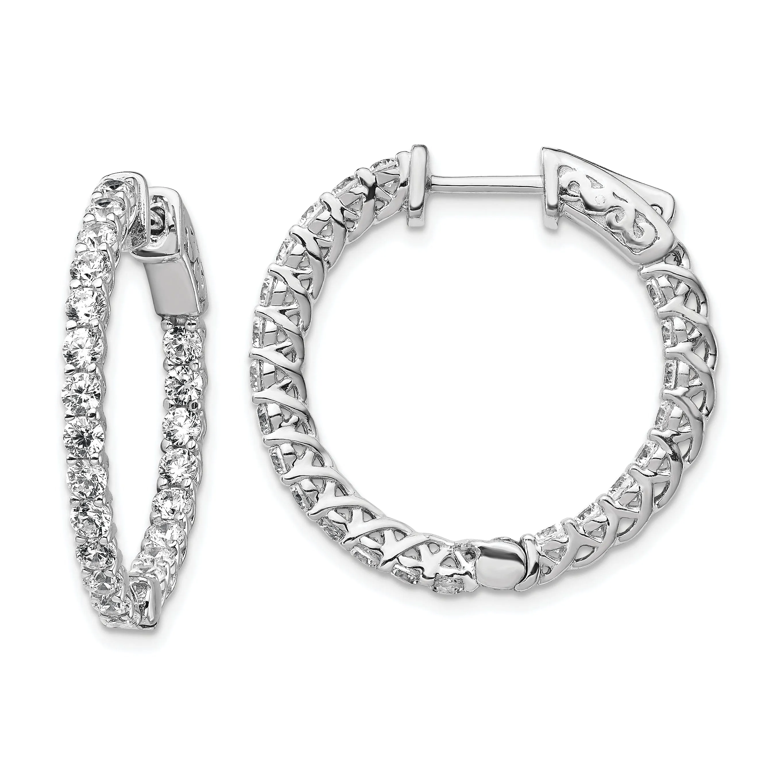 Sterling Silver CZ Hoop Earrings