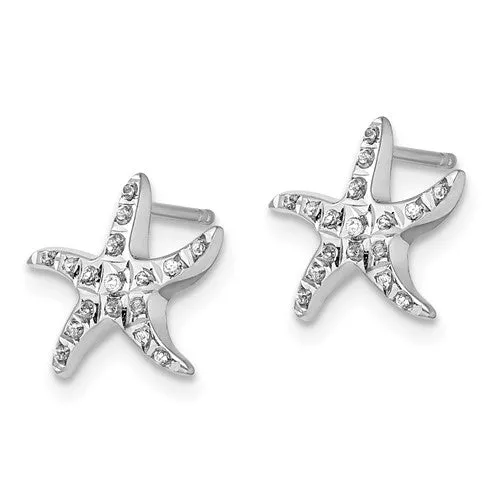 Sterling Silver Diamond Mystique Starfish Stud Earrings
