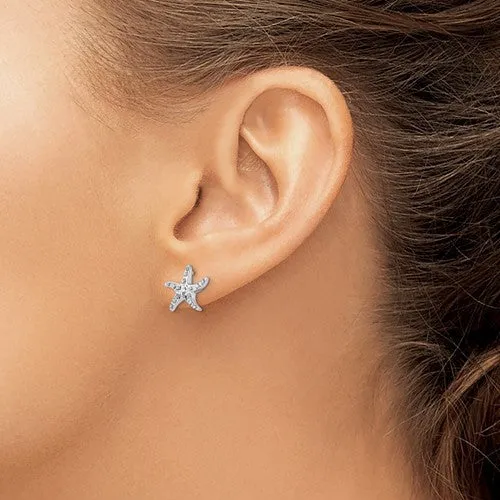 Sterling Silver Diamond Mystique Starfish Stud Earrings