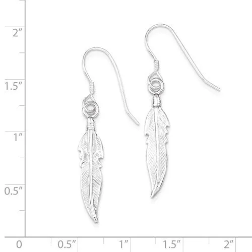 Sterling Silver Feather Dangle Earrings