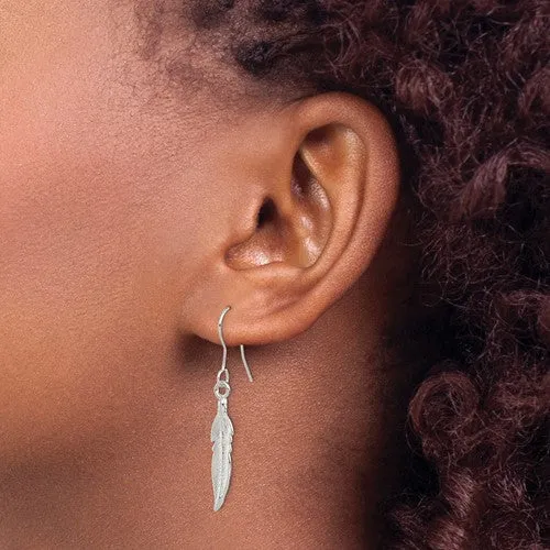 Sterling Silver Feather Dangle Earrings