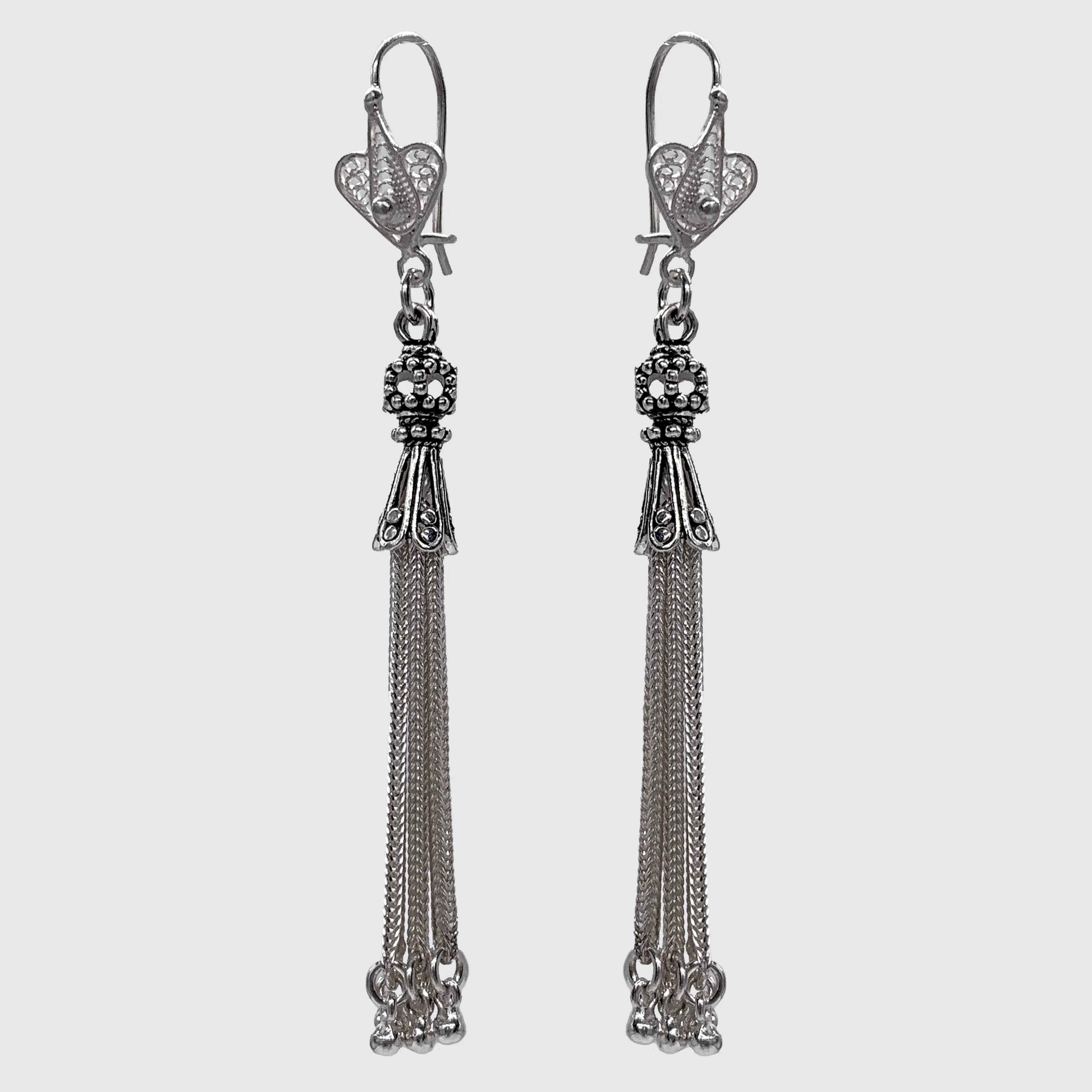 Sterling Silver filigree with hanging tassel