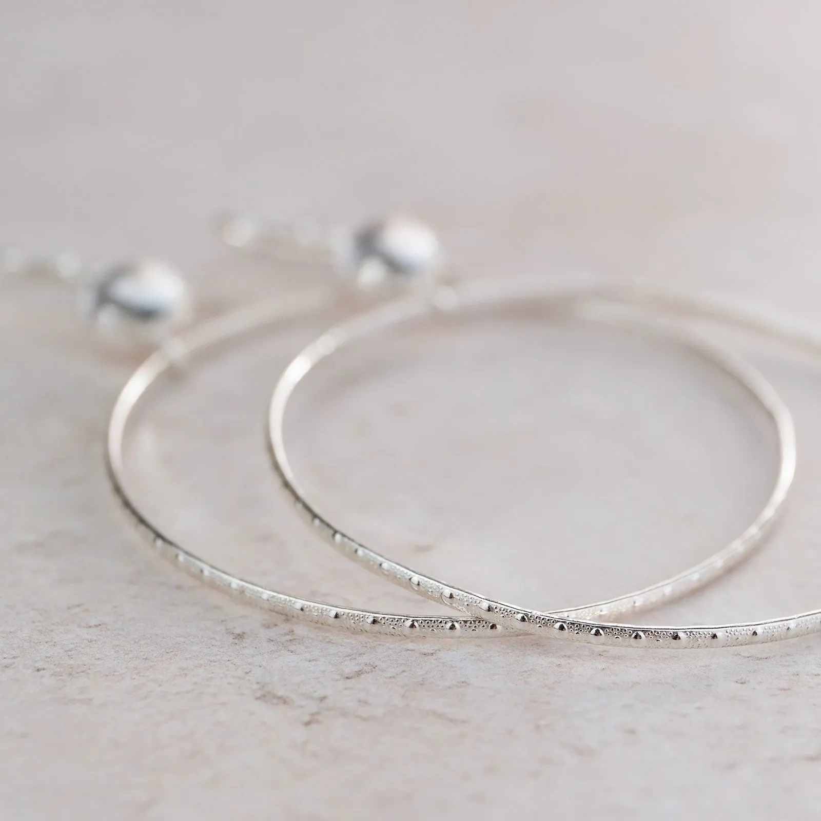 Sterling Silver Gemstone Dot Hoop Earring Crystal Quartz