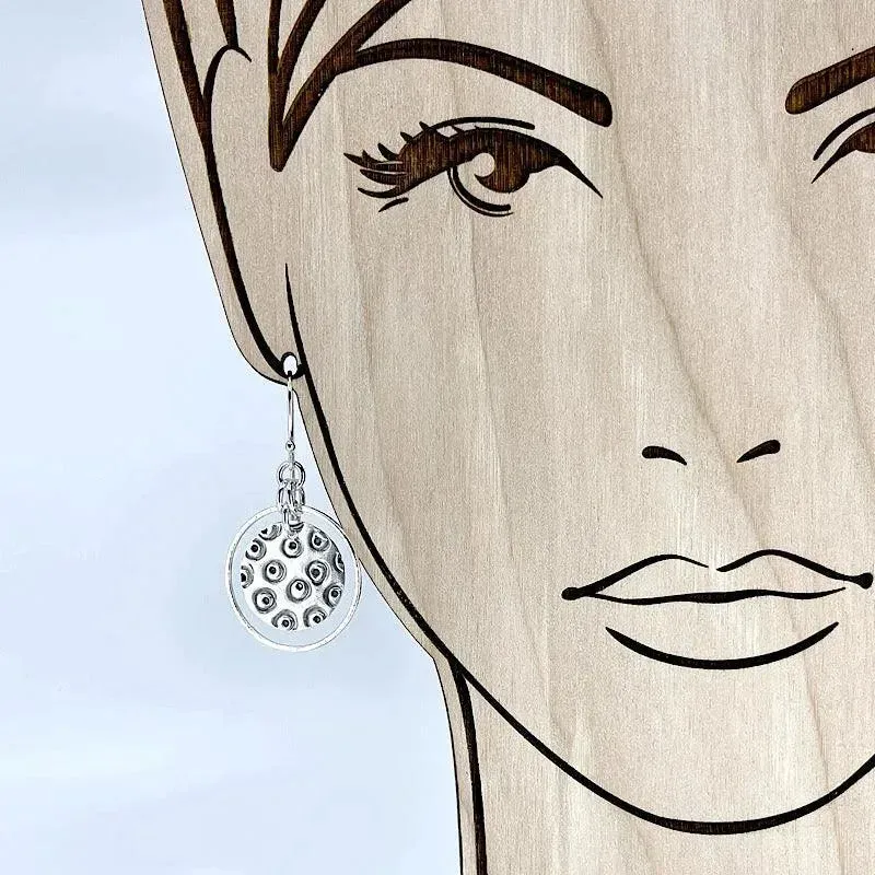 Sterling Silver Hand-Stamped Circles - Hoop Earrings - Lg