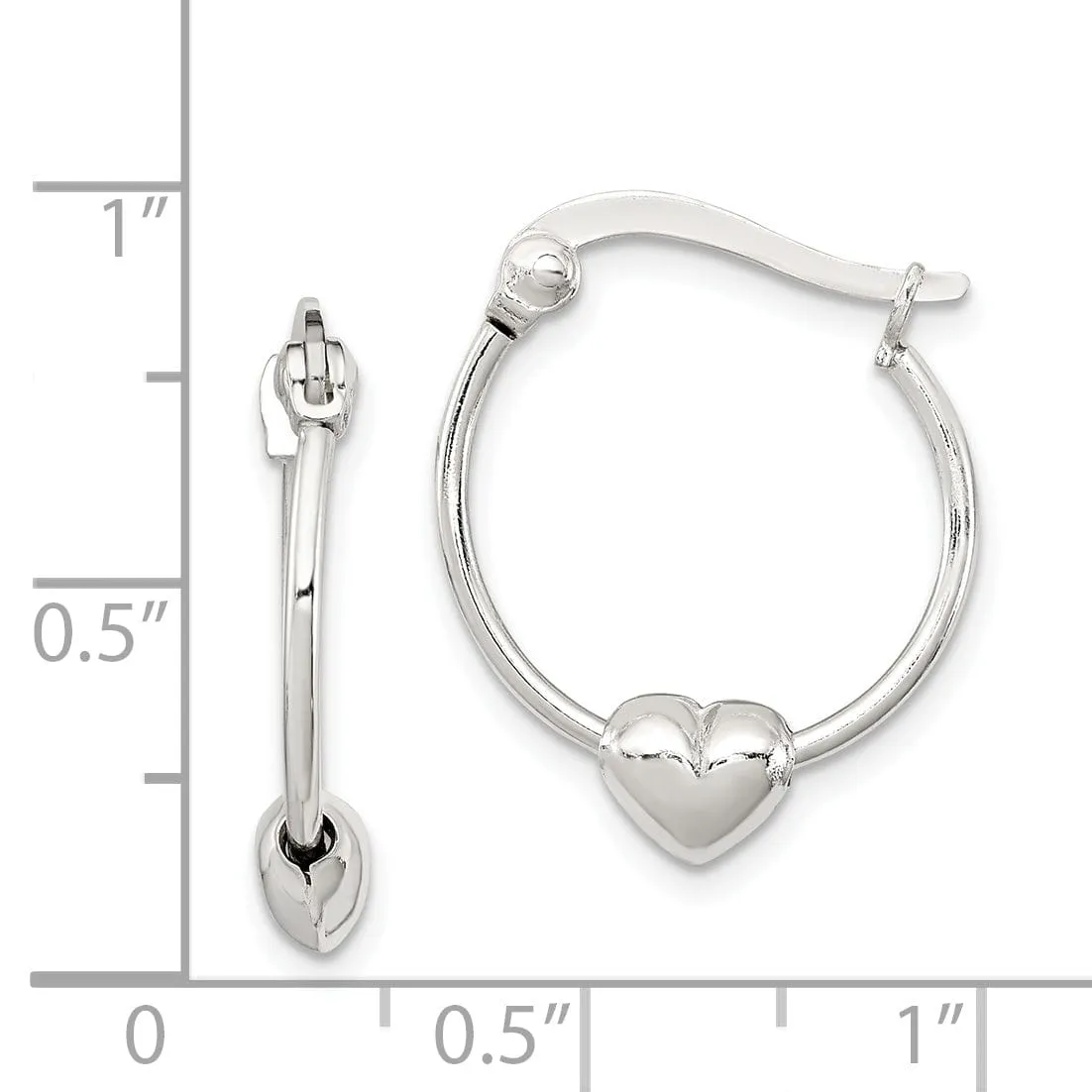 Sterling Silver Heart Hoop Earrings