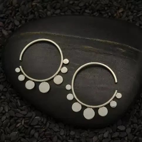 Sterling Silver Hoop Earrings with Flat Circles