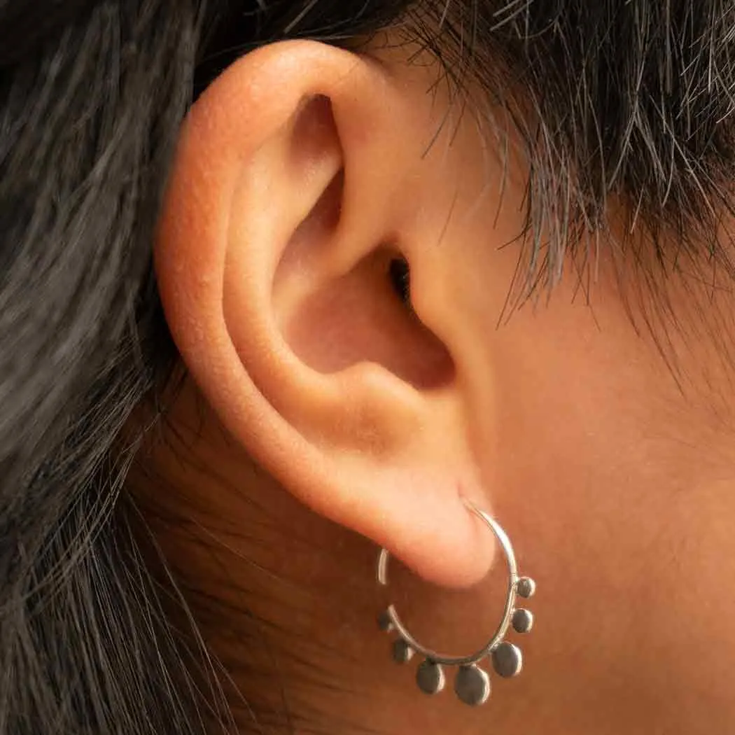Sterling Silver Hoop Earrings with Flat Circles