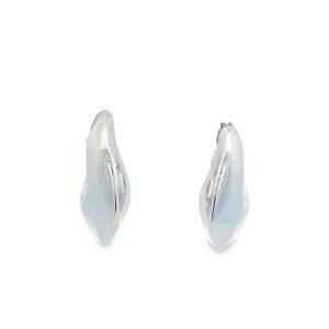 Sterling Silver Knife Edge Half Hoop Stud Earrings