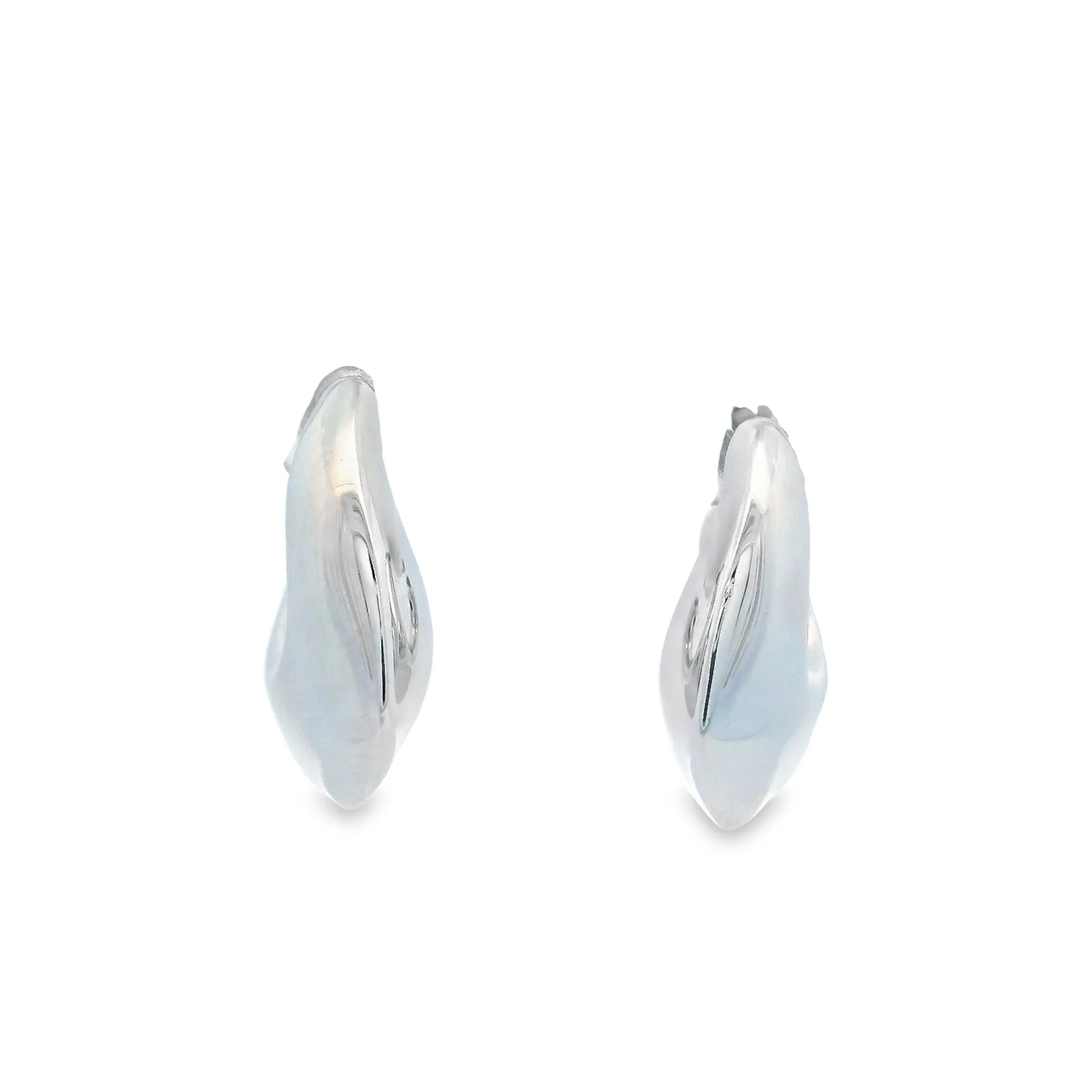 Sterling Silver Knife Edge Half Hoop Stud Earrings