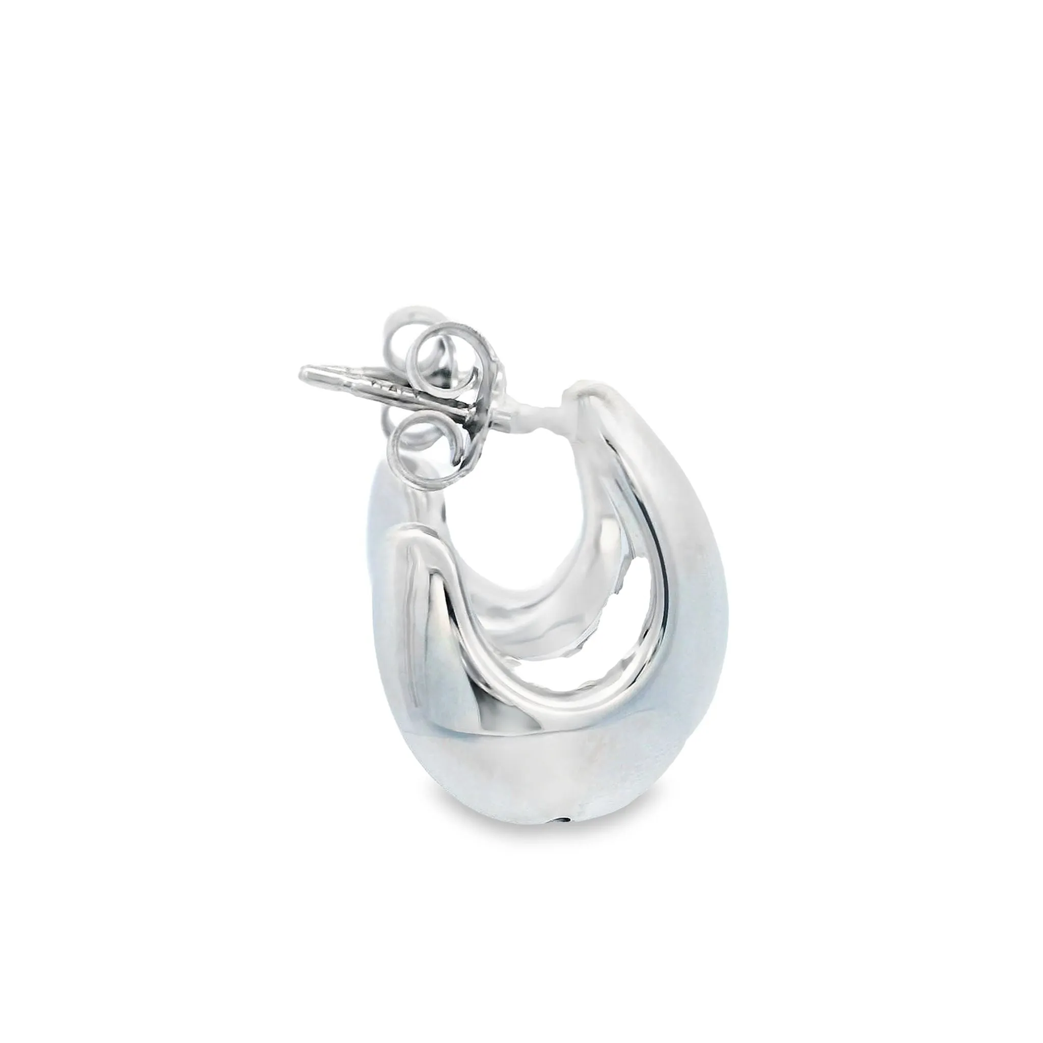 Sterling Silver Knife Edge Half Hoop Stud Earrings