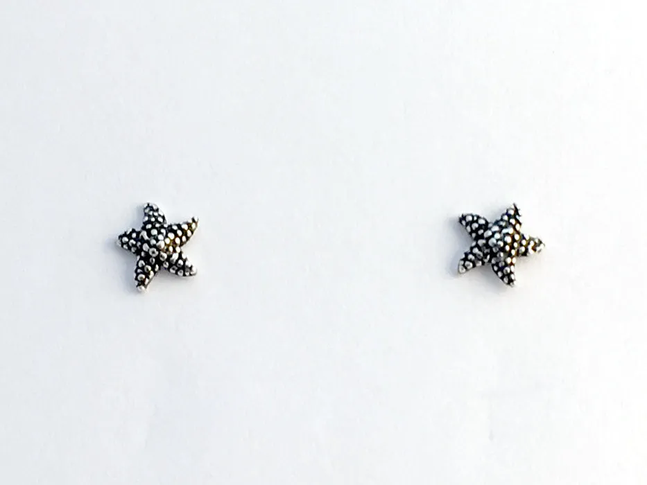 Sterling silver small starfish stud  earrings-star, fish, ocean, tidepool