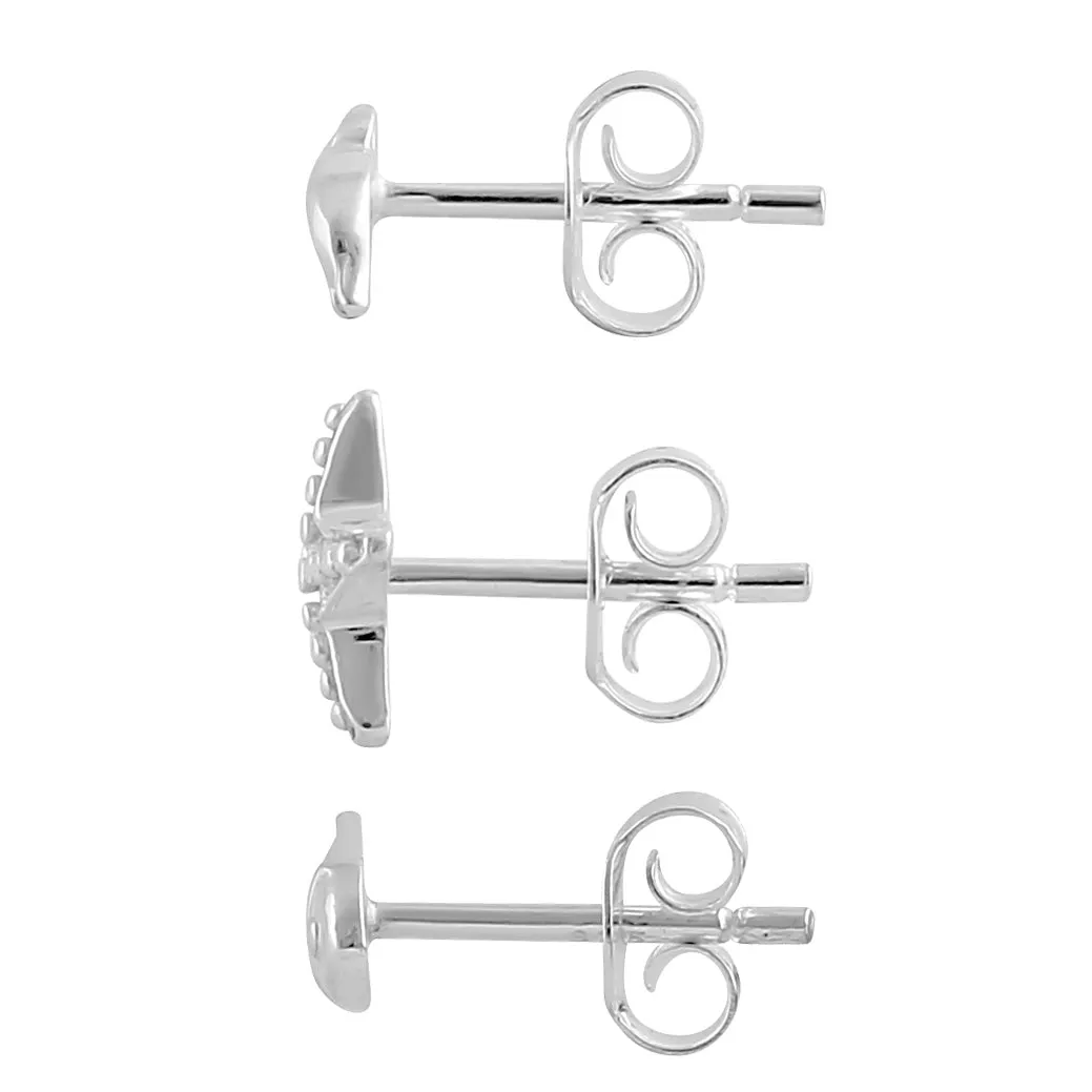 Sterling Silver Starfish & Dolphin Stud Earrings