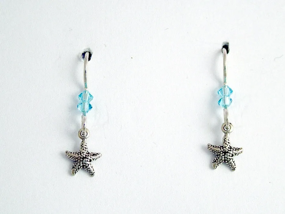 Sterling silver tiny Starfish  earrings-ocean-beach-tide pool,sea, star fish,