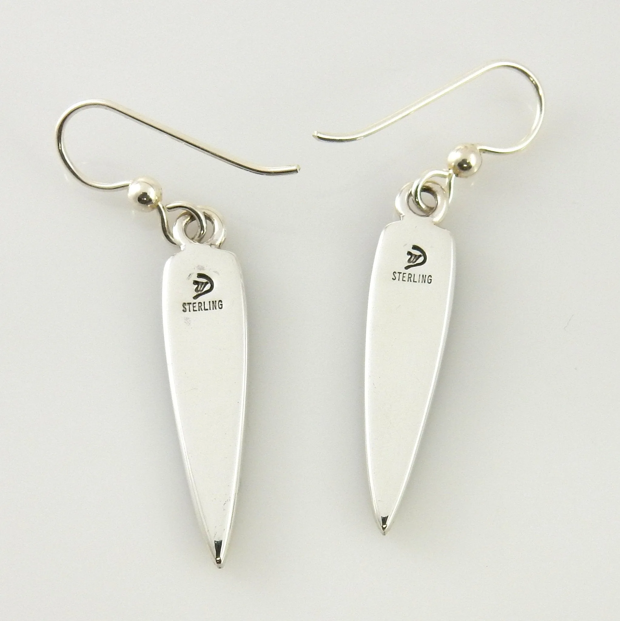Sterling Silver Turquoise Coral Inlay Dangle Earrings