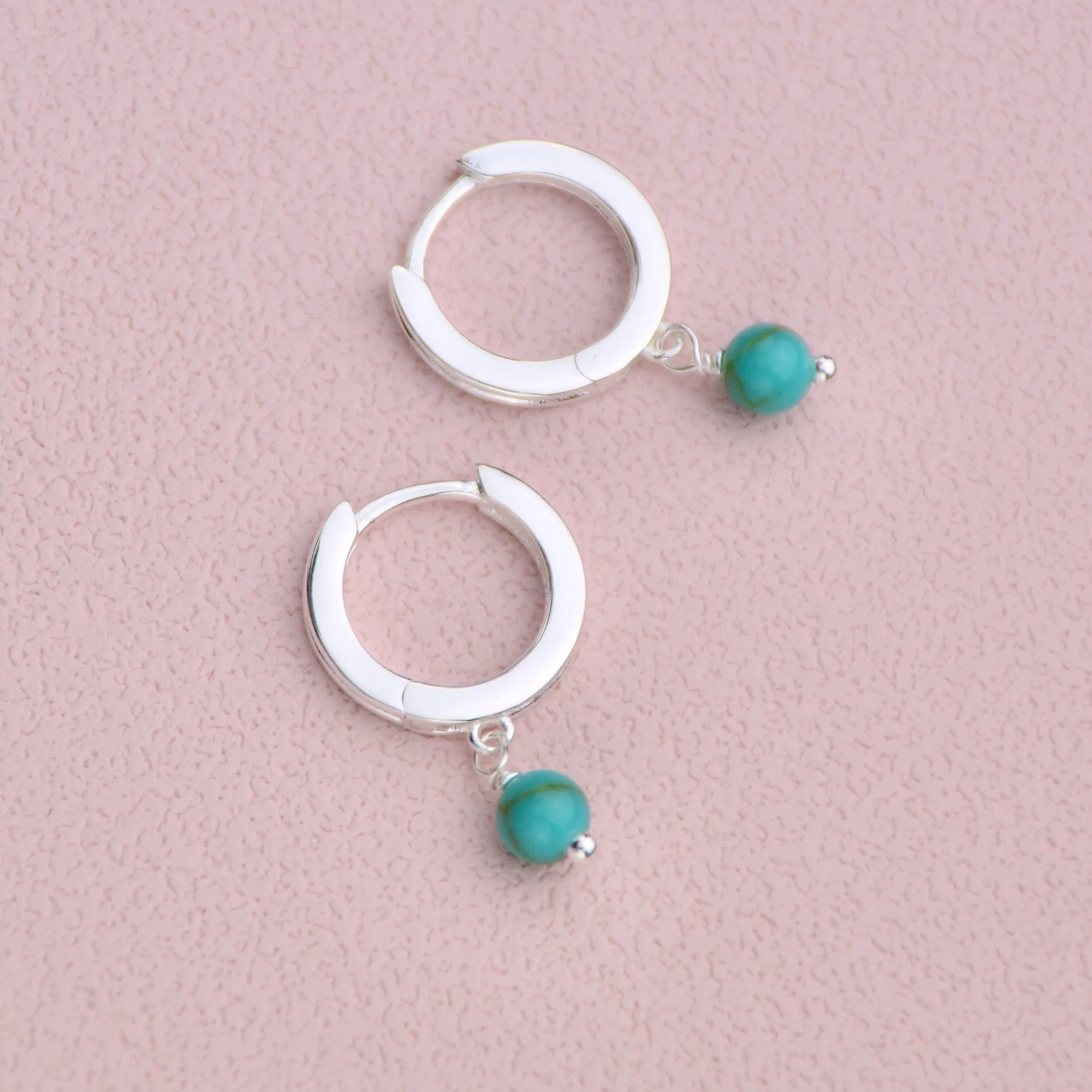 Sterling Silver Turquoise Dangle Huggie Earrings
