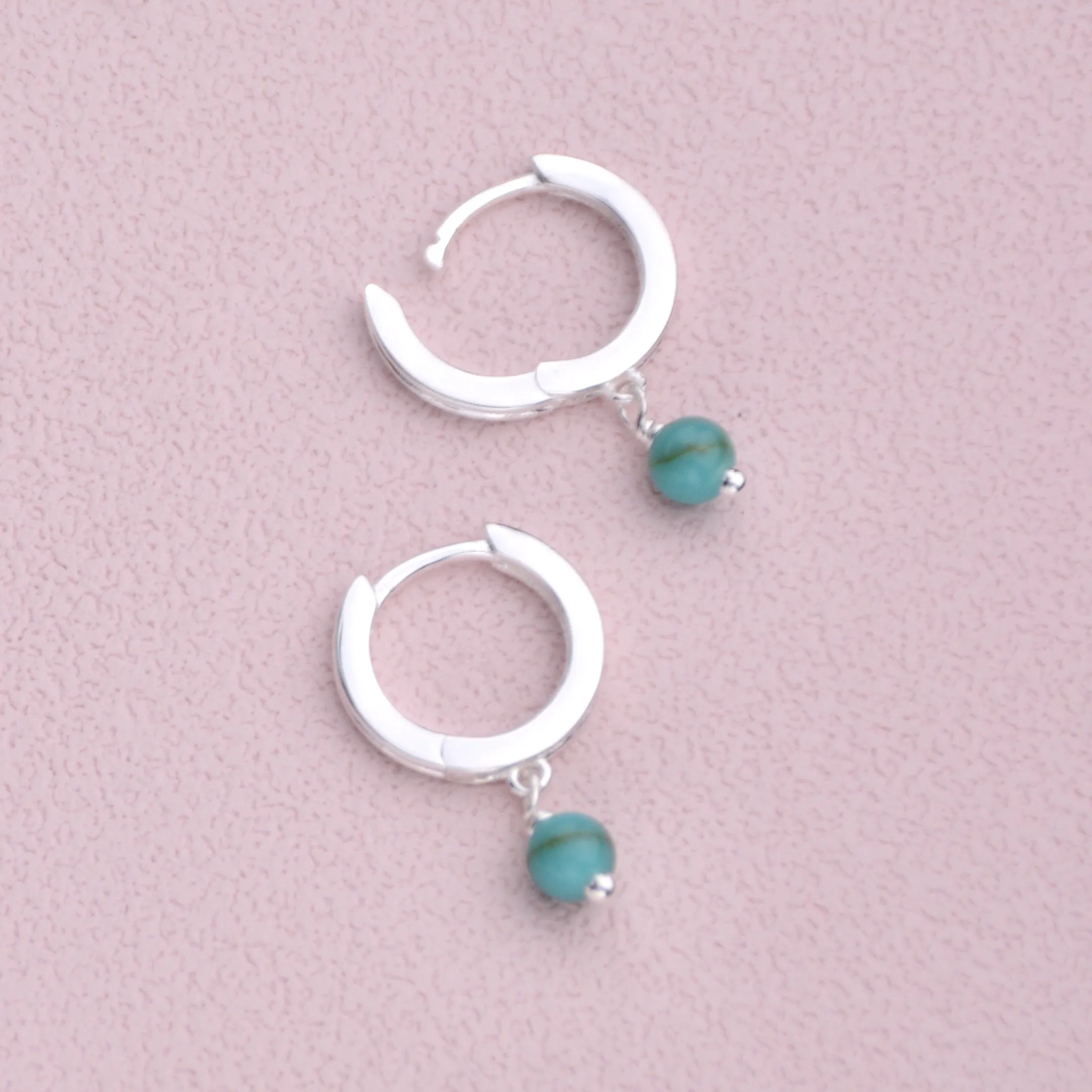 Sterling Silver Turquoise Dangle Huggie Earrings