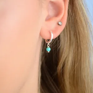 Sterling Silver Turquoise Dangle Huggie Earrings