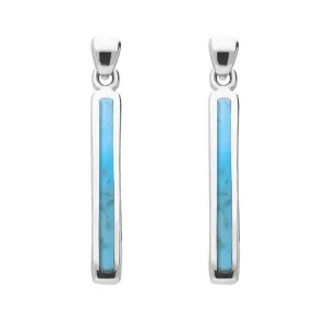Sterling Silver Turquoise Short Slim Drop Earrings