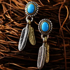 Sterling Silver Vintage Indian Feather Earrings
