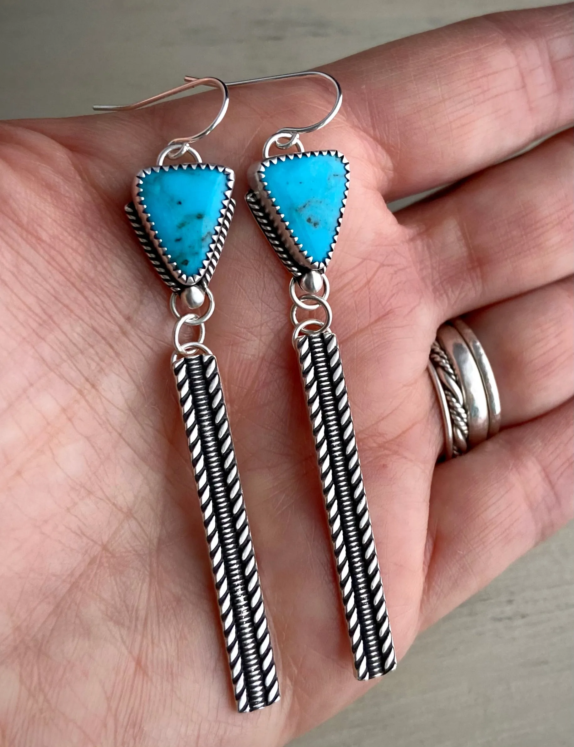 Stoned Kingman Turquoise Bar Earrings
