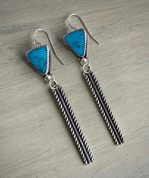 Stoned Kingman Turquoise Bar Earrings