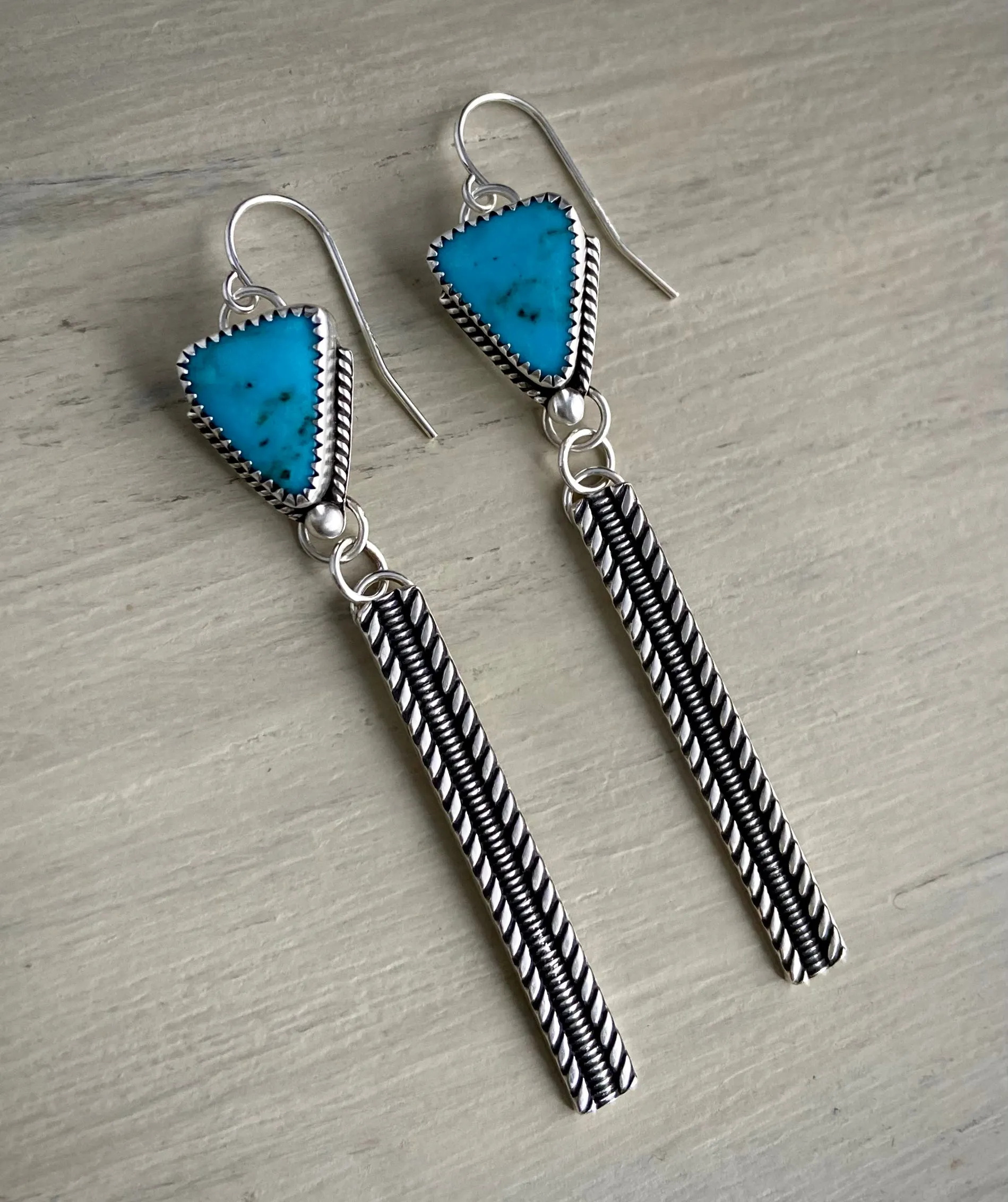 Stoned Kingman Turquoise Bar Earrings