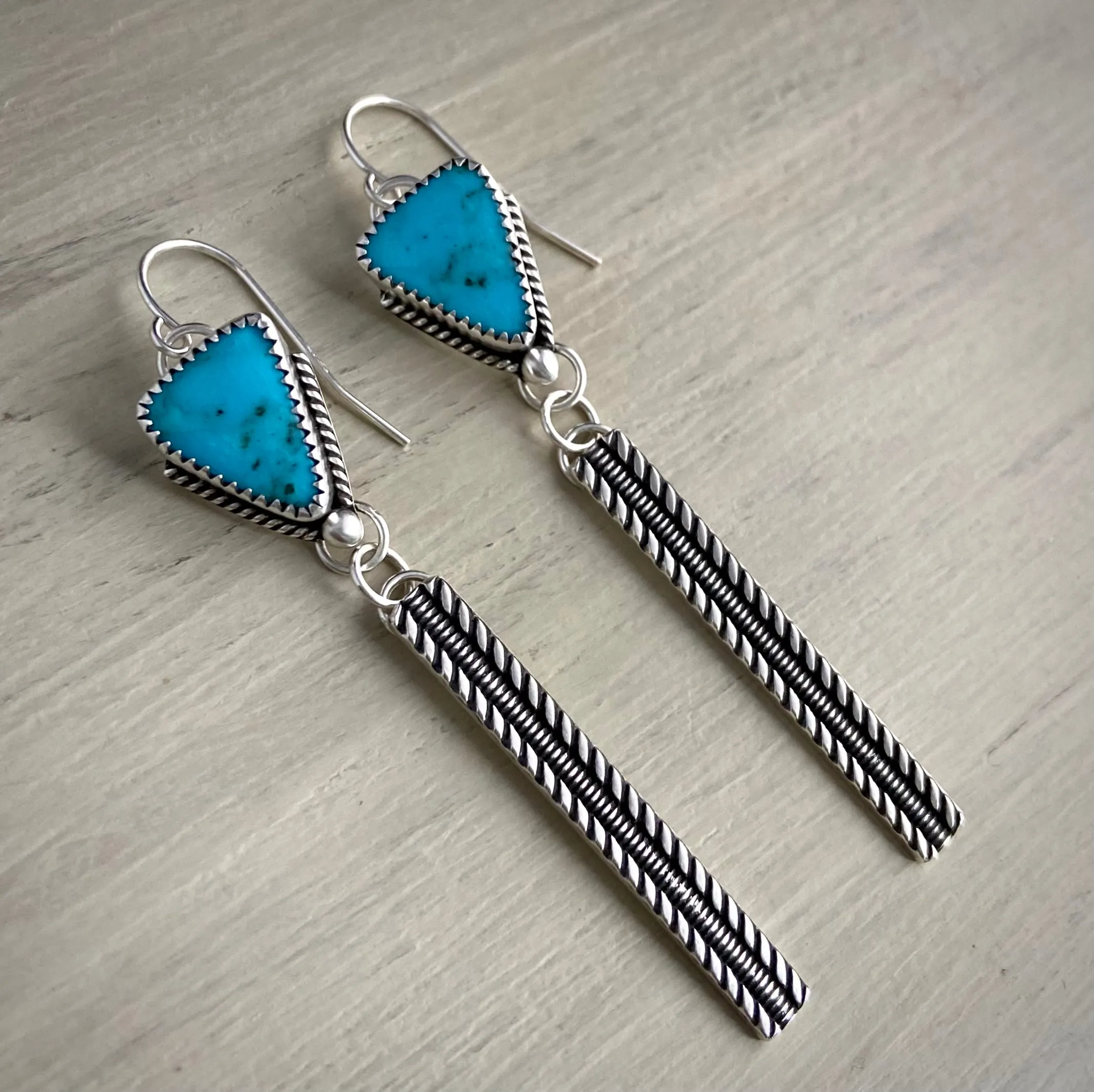Stoned Kingman Turquoise Bar Earrings