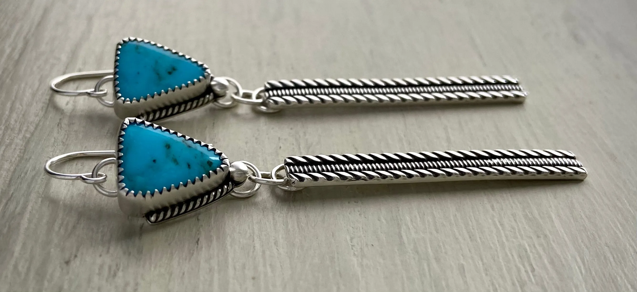 Stoned Kingman Turquoise Bar Earrings
