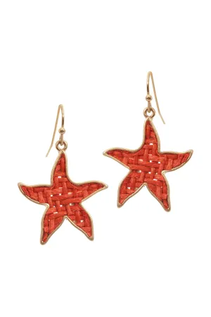STRAW STARFISH SEALIFE HOOK EARRINGS